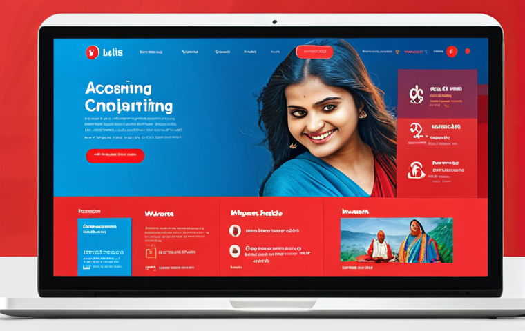 **Vibrant UI Design Concept:** "A visually captivating website interface design showcasing a harmonious blend of calming blues and energetic reds, featuring clear, easy-to-read Hindi typography, and user-friendly icons. The design should reflect a modern and trustworthy brand identity, emphasizing a seamless user experience."
