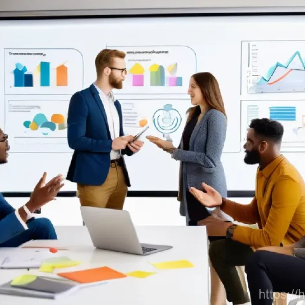 시각디자인 협업 사례 - **Prompt:** A diverse group of professional adults, including men and women of various ethnicities a...