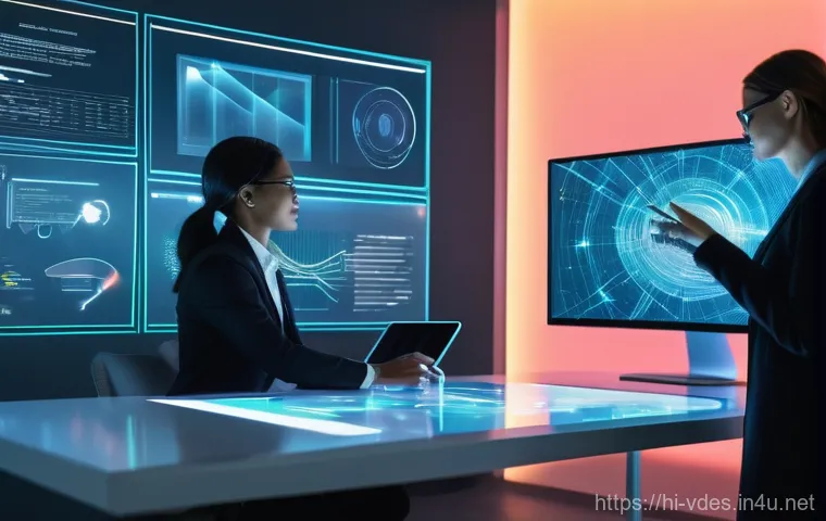 시각디자인 협업 사례 - **Prompt:** A multi-disciplinary team, comprising a UX designer, a graphic designer, a software deve...